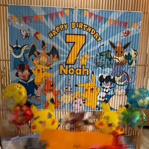 “Noah 7”Pokemon Birthday Party Backdrop only